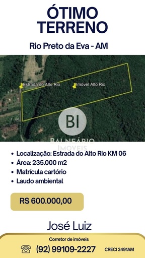 Lote/Terreno no bairro Zona Rural, em Rio Preto da Eva | Eu Corretor